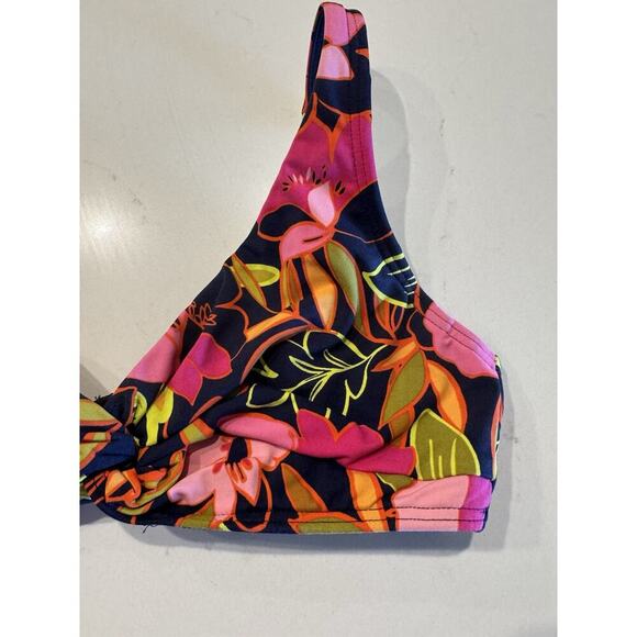 Lands End Size 2 Twist Front Floral Bikini Top Underwire Hawaiin Tropical Print - Picture 5 of 7